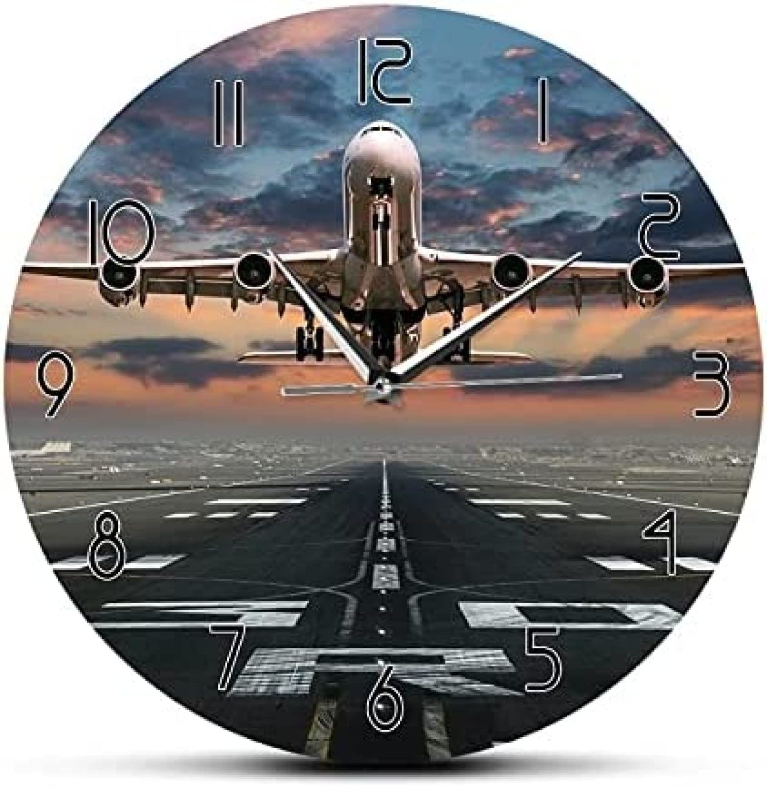 Amazon.co.jp: 壁掛け時計飛行機離陸航空パイロット壁時計日没